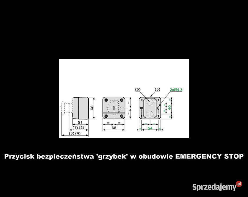 Przycisk bezpieczeństwa grzybek w obudowie EMERGENCY STOP Dąbrowa