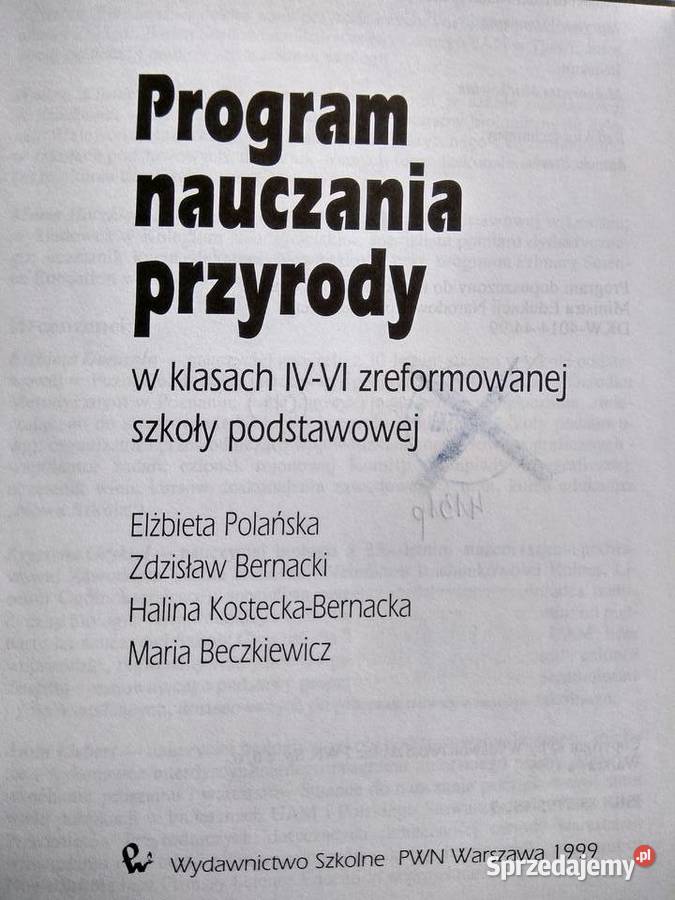 Program Nauczania Przyrody Unikatowe Podstawowa Antykwariat Warszawa