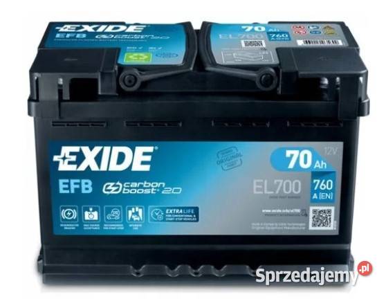 Akumulator Exide EFB START STOP 70Ah 760A Prawy Plus Wałbrzych