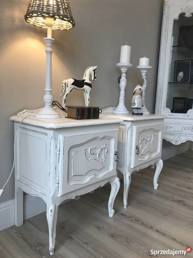 REZERWACJA Szafki nocne 2 szt Ludwik shabby chic białe Nowy Tomyśl