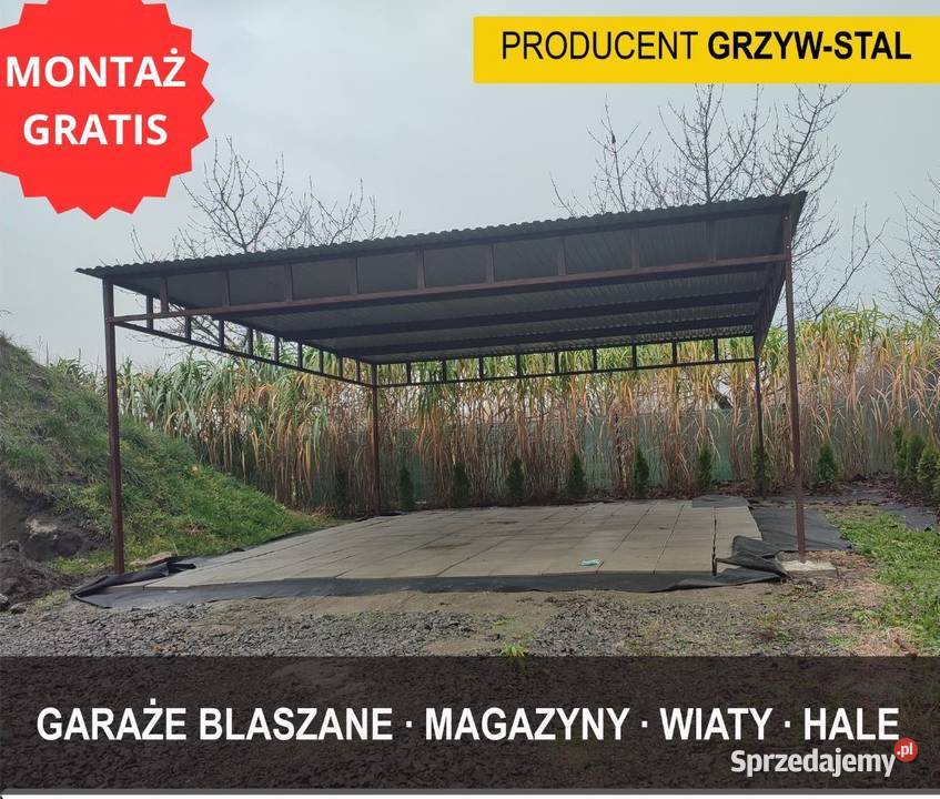 Garaż Blaszany Otwarty Otwarta Wiata Garażowa BRĄZ GrzywStal