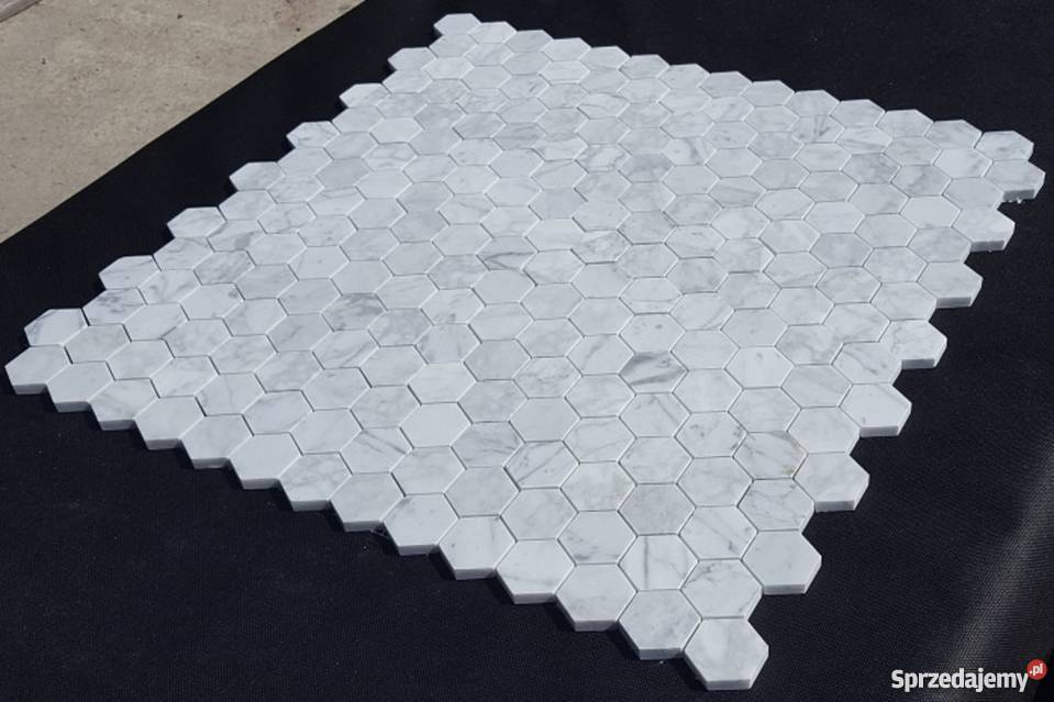 MOZAIKA KAMIENNA BIANCO CARRARA HEXAGON PLASTRY MIODU DEKOR Bielawa