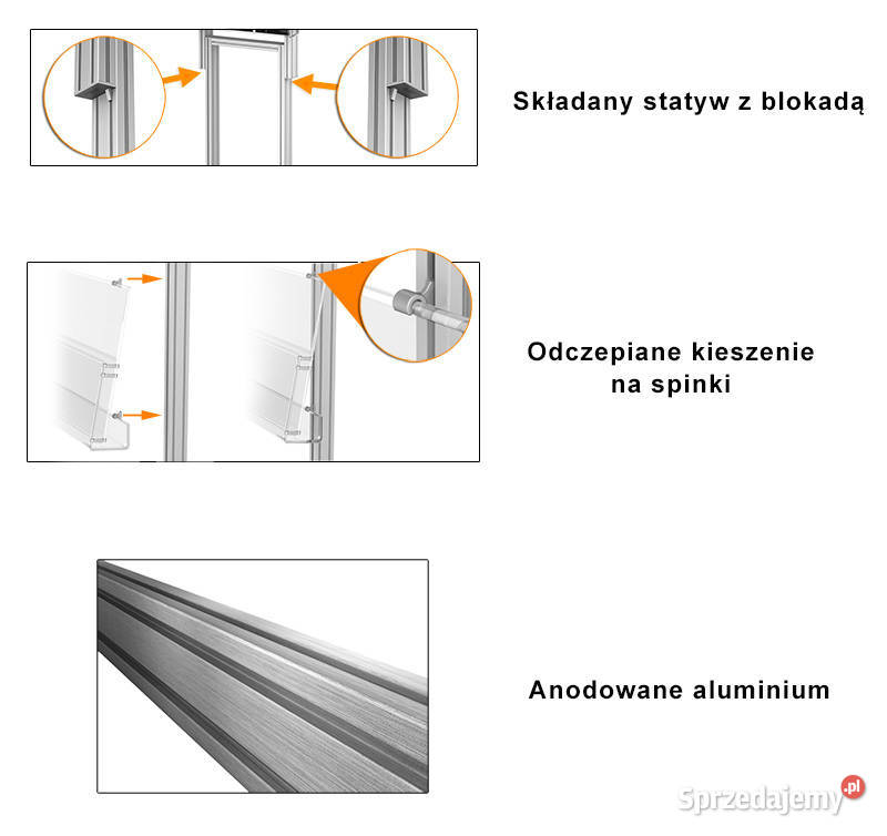 składany prezenter stojak na ulotki 3 kieszenie A4 poziomo Piastów