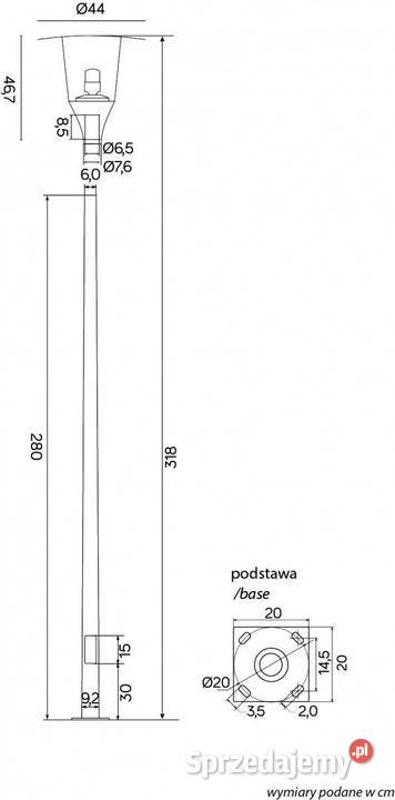 Klasyczna wysoka lampa parkowa masztowa ogrodowa na słupie Rynarzewo