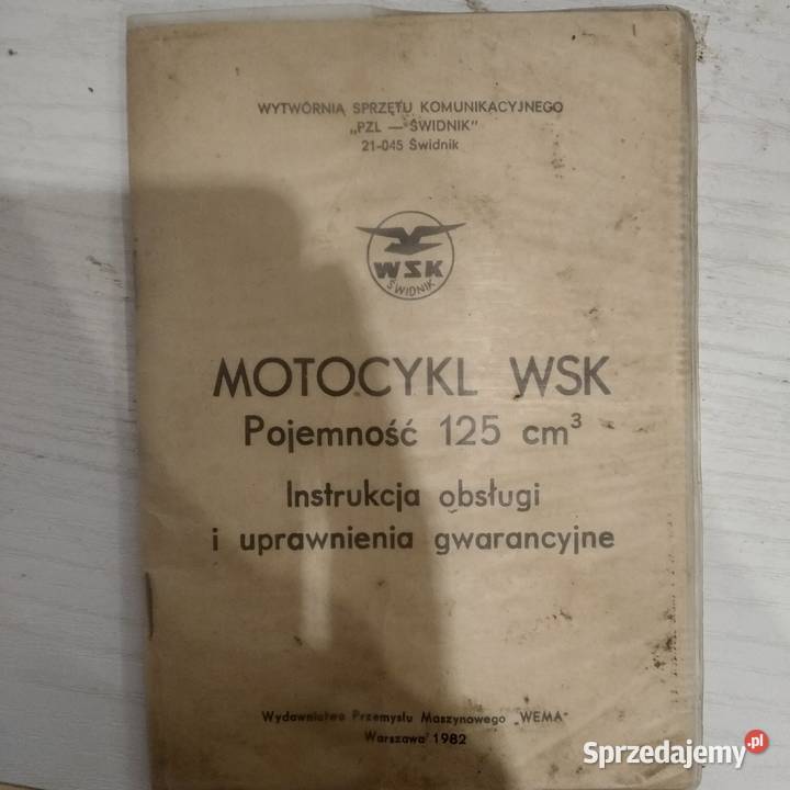 Motocykl Wsk Oryginalna Instrukcja Odry Sprzedajemy Pl