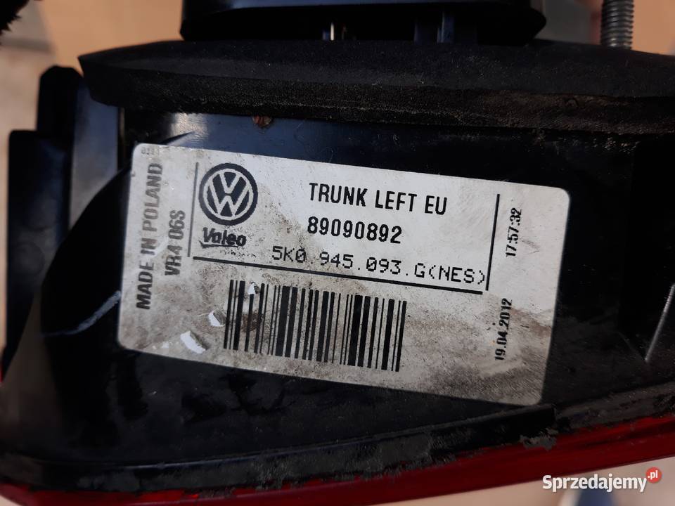 Vw Golf Vi Lampa Lewa Tylna W Klap Lewy Ty K G Mi Dzych D