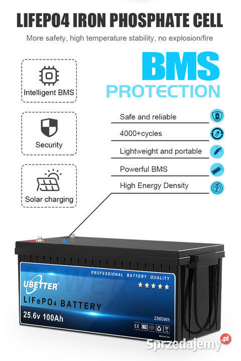 Lifepo Akumulator Litowy V Ah Bank Energii Odzie Kamper Bms