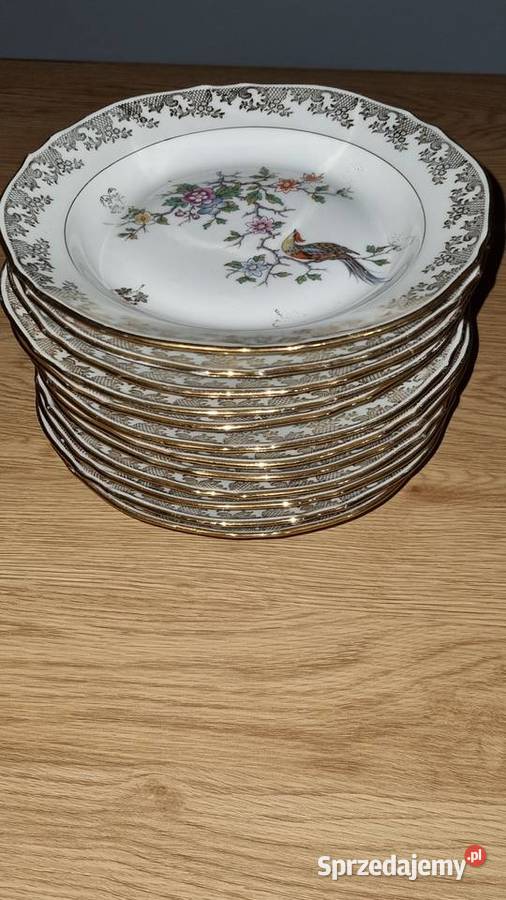 Talerze Z Rajskim Ptakiem Porcelana Francuska Vintage Wola Pod Na