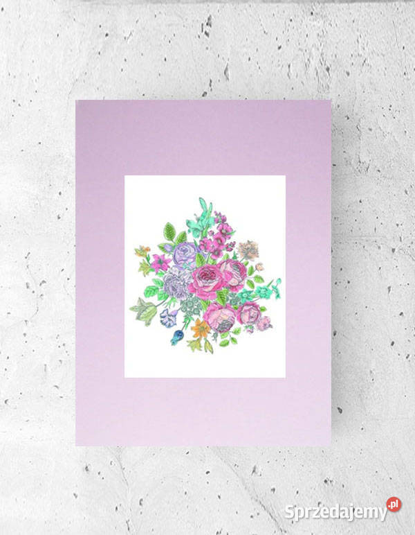fioletowy plakat a4 pastelowy plakat kwiaty Szczecin