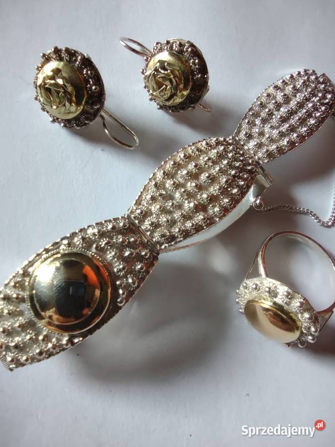 Przepiękny komplet biżuterii srebro złoto Zestawy biżuterii Biżuteria wielkopolskie Poznań
