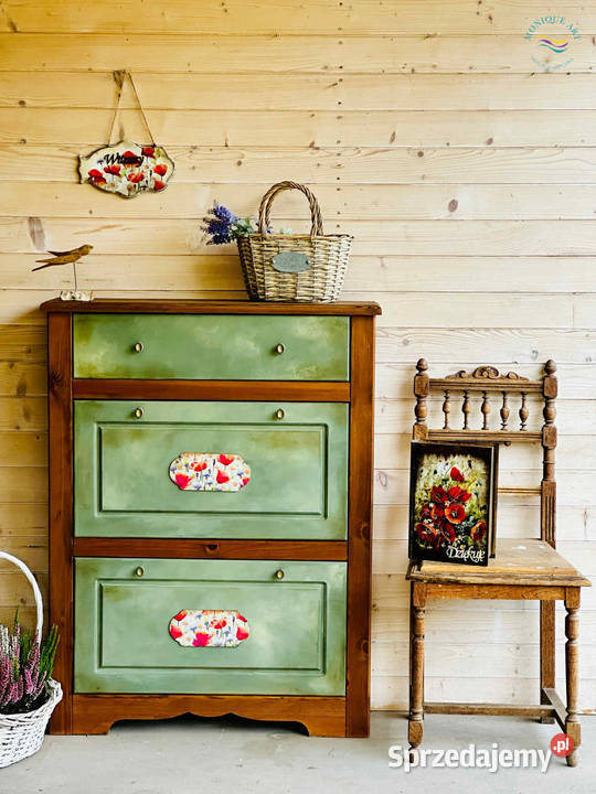 Szafka na buty, ręcznie malowana, sielska, GRATIS zawieszka