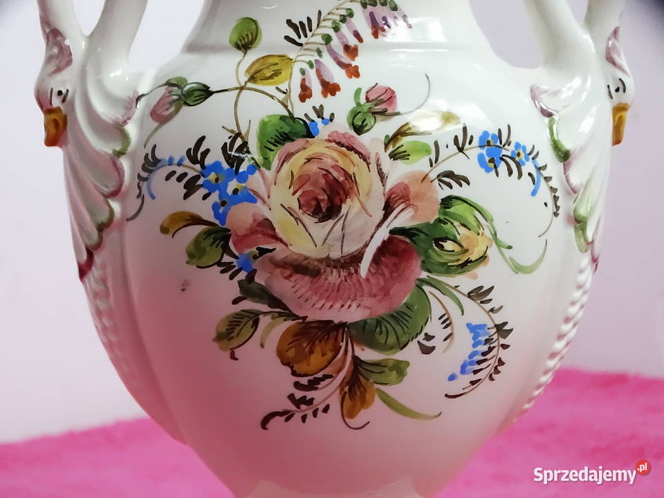 Włoski wazon ceramiczny ręcznie malowany Vintage