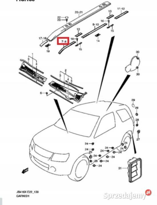 LISTWA DACHU PRAWY PRZÓD SUZUKI GRAND VITARA sprzedam