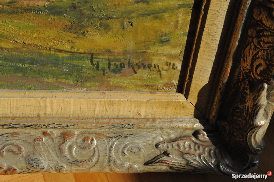 Wielki piękny pejzaż antyk Malarstwo Wrocław