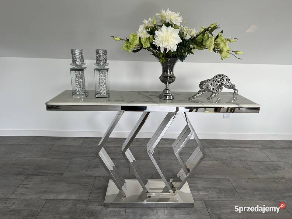 Noeoczesna konsola srebrna komoda z marmurem Nowy Sącz