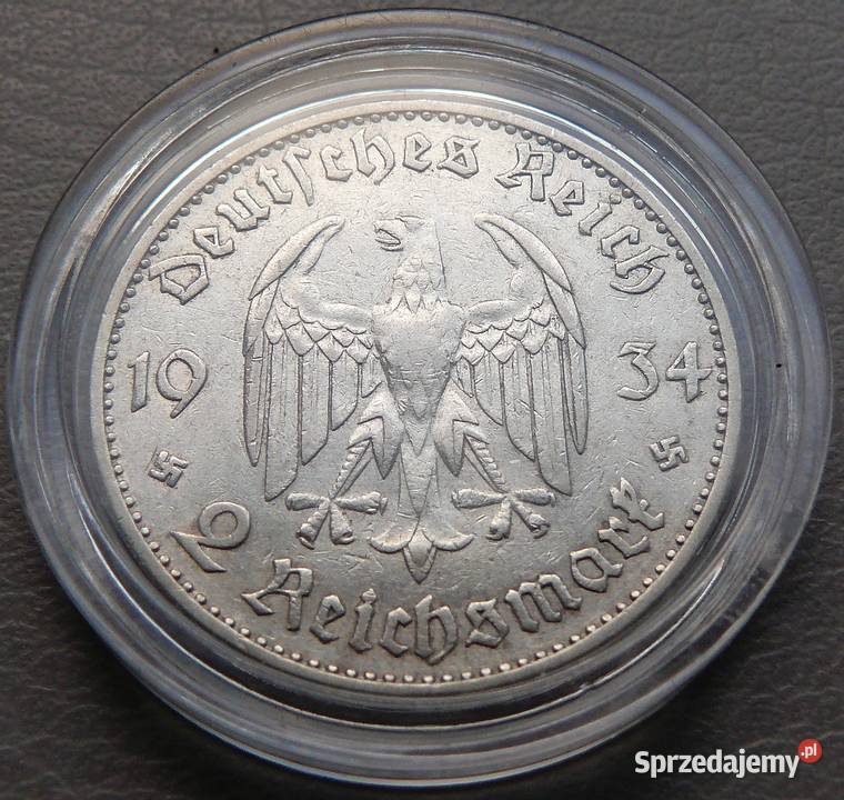 2 Reichsmark 1934 Kościół F Niemcy Numizmatyka