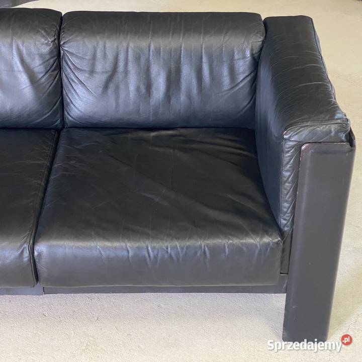 Sofa 2osobowa skóra naturalna metalowa rama 71cm Budno