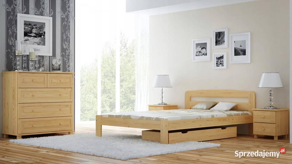 Drewniane łóżko dwuosobowe 140x200 materac Elbląg