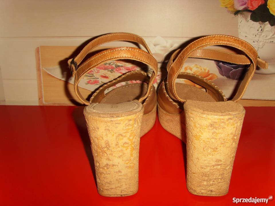 KOTURNY DAMSKIE NATURALNA SKÓRA 41 ESHOECH Inna marka Sandały i klapki Wrocław