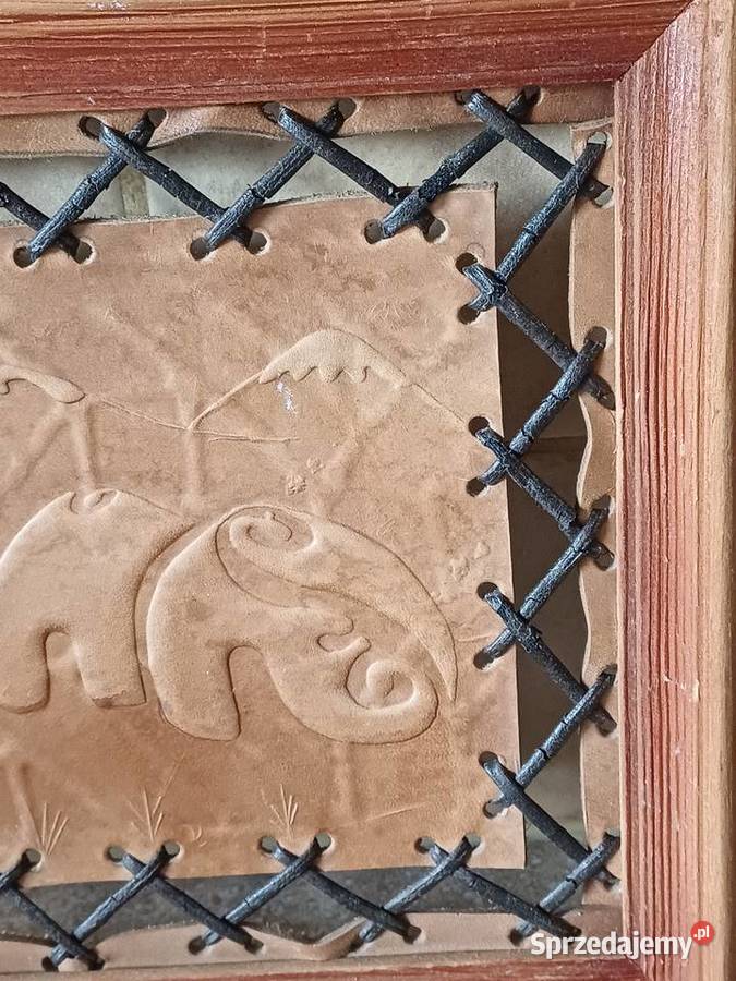 vintage obrazek ze skóry sprzedam