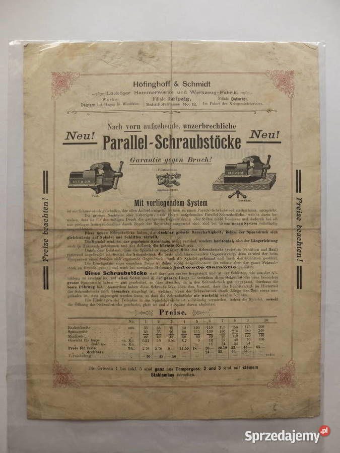 Stara reklama Hfinghoff Schmidt stare imadło ok Antykwariat Kościan sprzedam