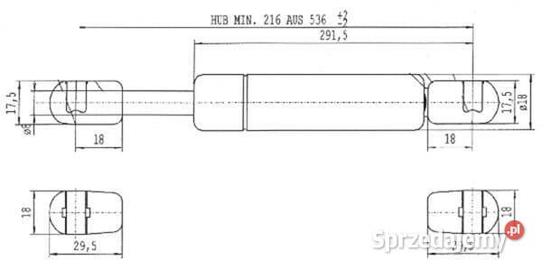 Sprężyna gazowa L536 mm 180N Stabilus CA1409FH