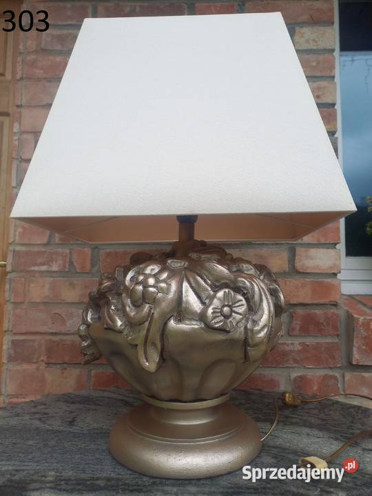 Lampka drewniana z materiałowym kloszem Nocna Gawroniec