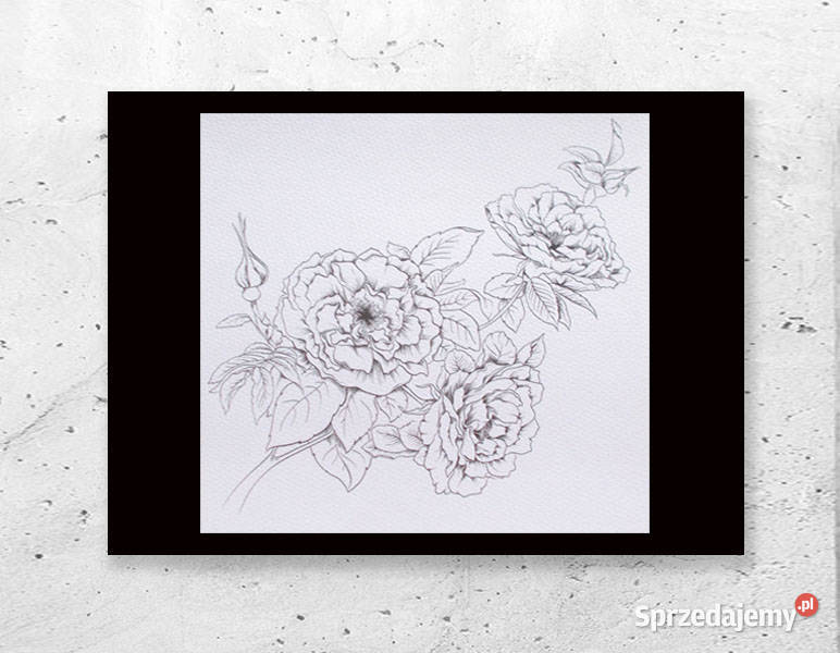czarno biały plakat z kwiatami biało czarny Białystok