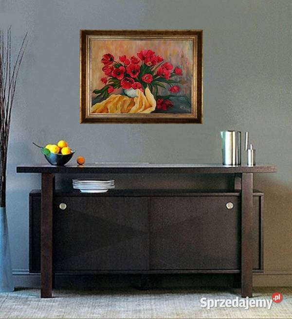 Obraz olejny Czerwone tulipany Obrazki i obrazy Lublin