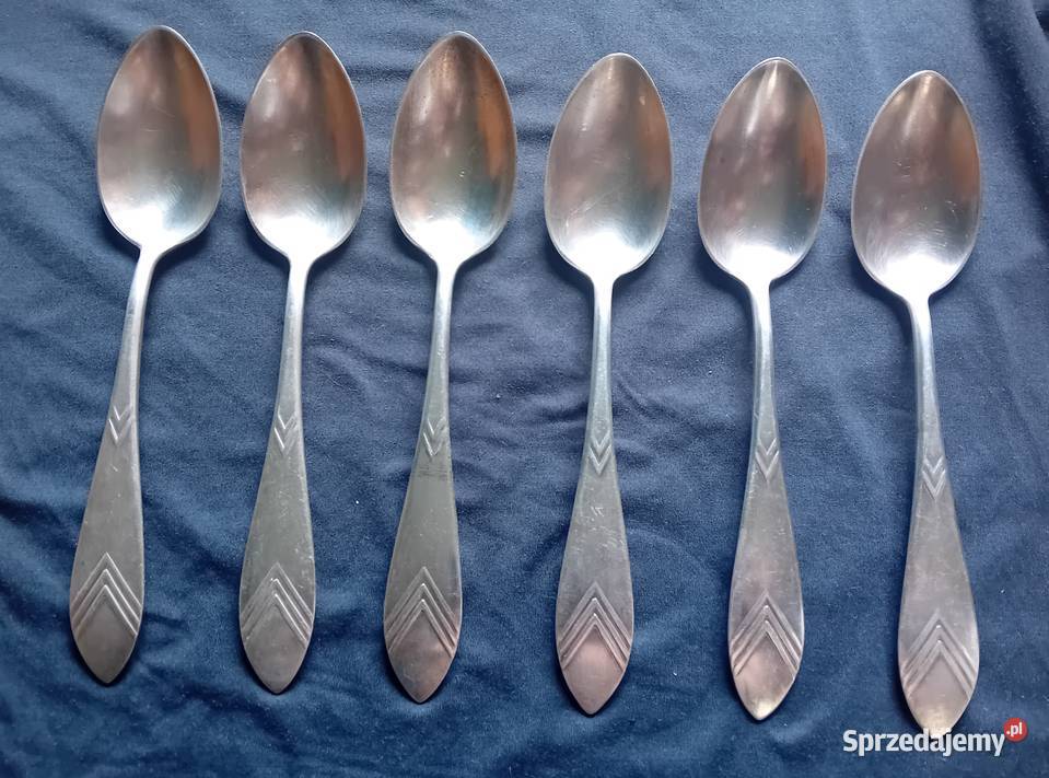 Komplet 6 platerowanych łyżek stołowych art deco Koźminek