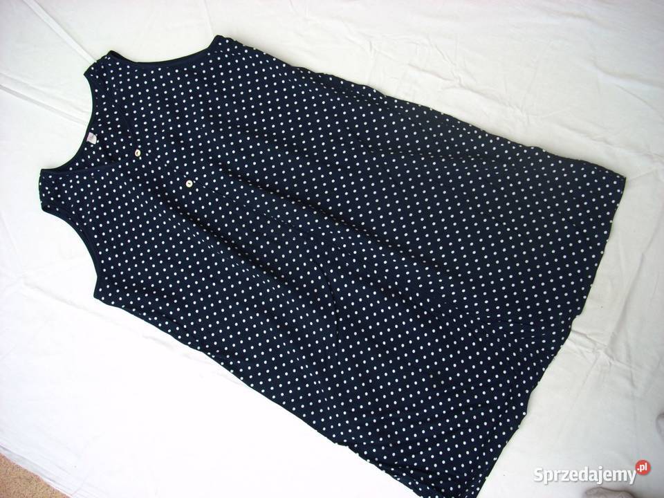 Sukienka Letnia Granat Grochy 46 48 niebieski