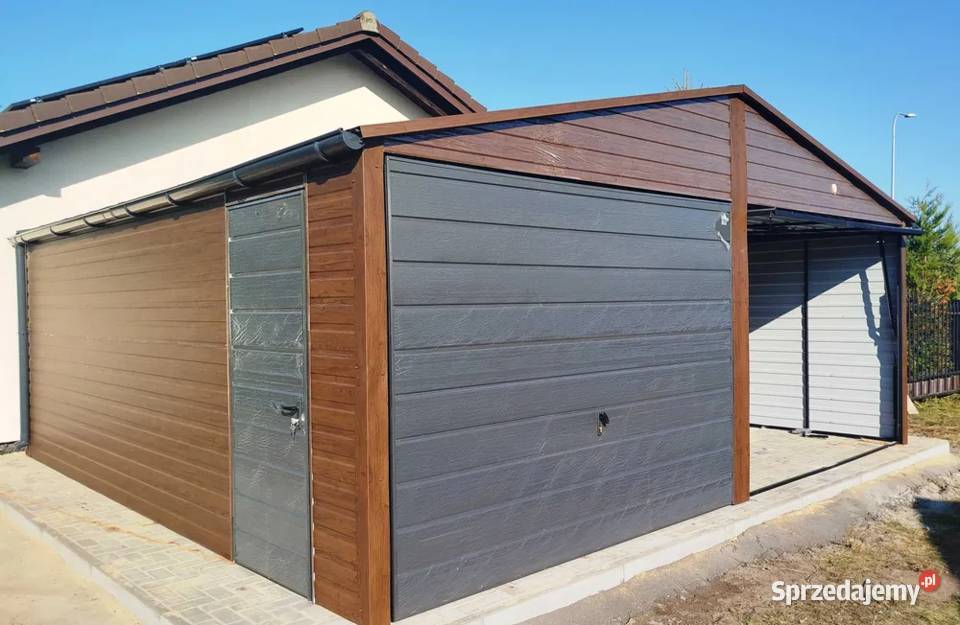 Garaż Blaszany Drewnopodobny ZŁOTY DĄB Garaże blacha Leszno