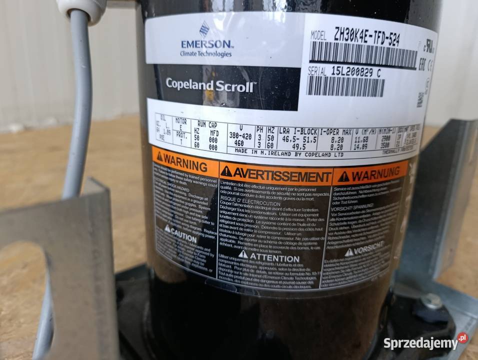 Sprężarka copeland scroll ZH30K4ETFD524 Laskowa sprzedam