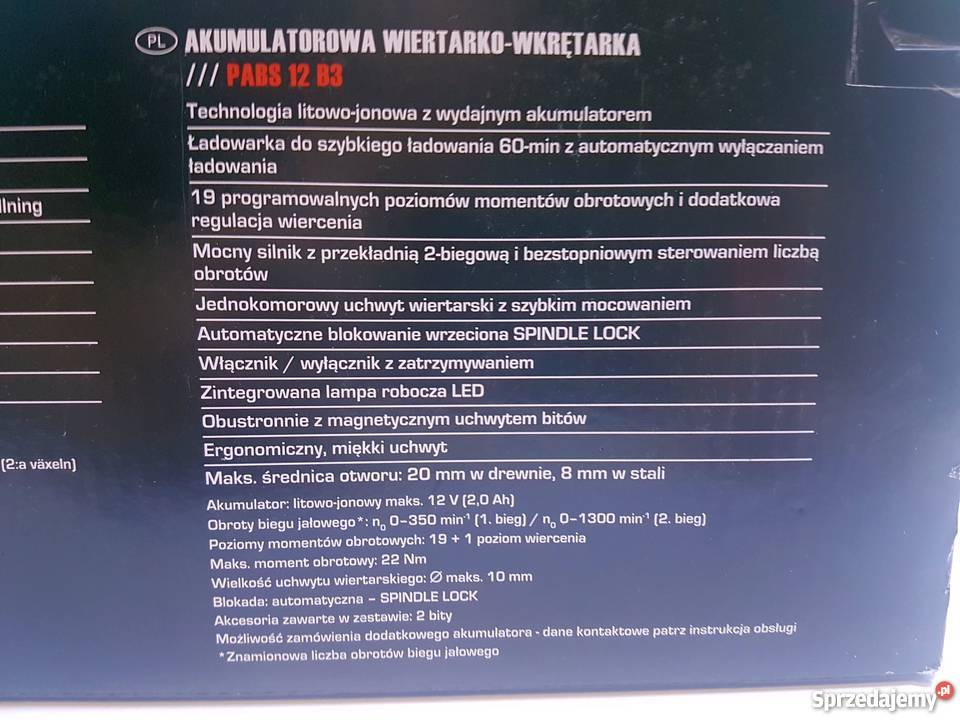 Wkrętarka PARKSIDE PABS 12 B3 nowa Wrocław