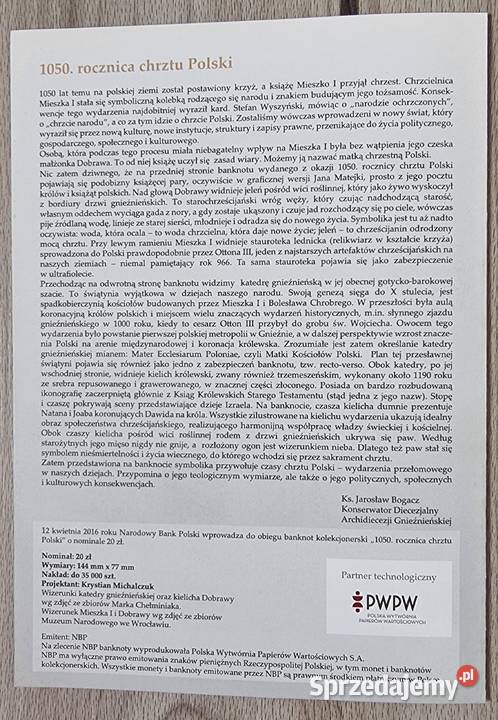 NOWY Folder do Banknotu 1050 Rocznica Chrztu Sosnowiec