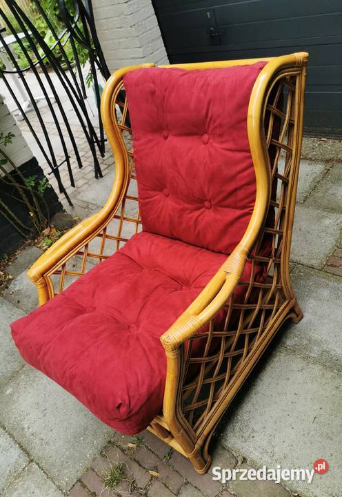 Duży piękny i wygodny Fotel z jasnego ratanu Łódź sprzedam