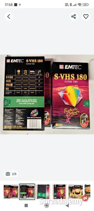 Kaseta SVHS EMTEC 180240 TDK 120 podkarpackie Łańcut sprzedam