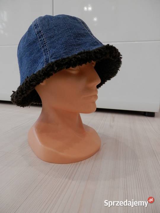 Czapka Bucket Jeansowa ze Sztucznym Brązowym Łomża sprzedam