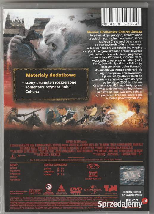 Mumia Grobowiec Cesarza Smoka Brendan Fraser DVD Pruszków sprzedam