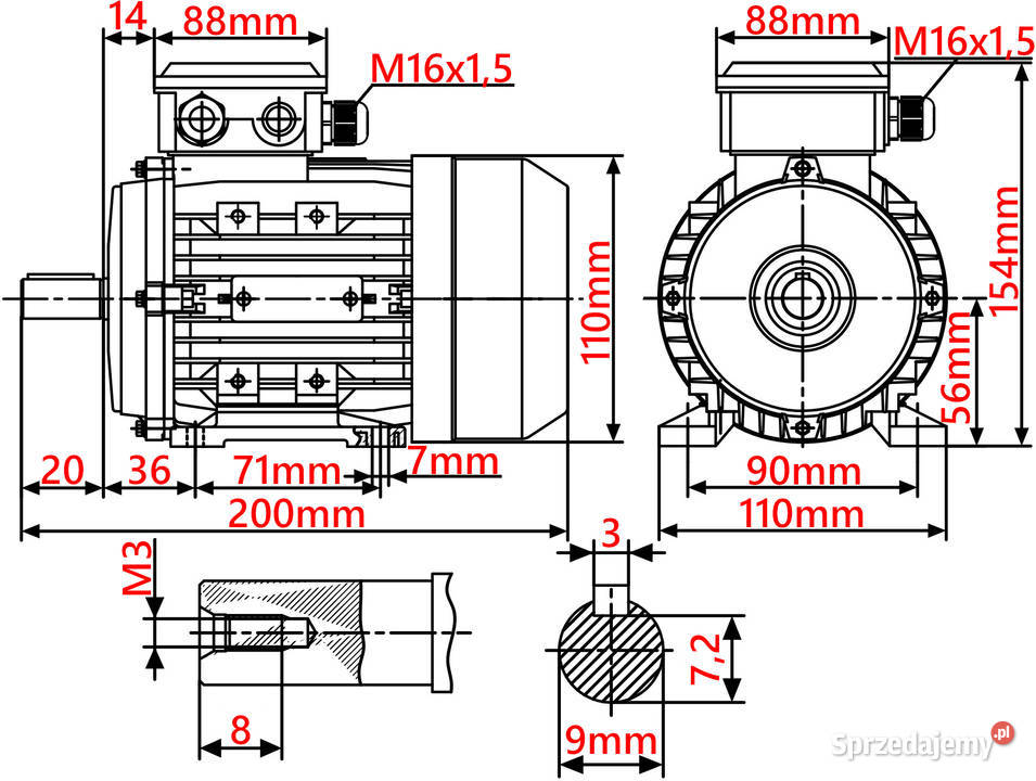Silnik Łapowy B3 009kW 400V 1400 obr W9 3FAZOWY Rolnictwo Solec Kujawski