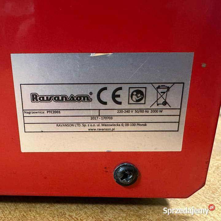 Nagrzewnica elektryczna Ravenson 2000W PTC2001 Elbląg