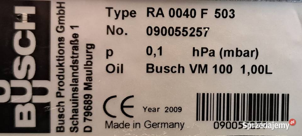 Pompa Próżniowa BUSCH RA0040 Pleszew