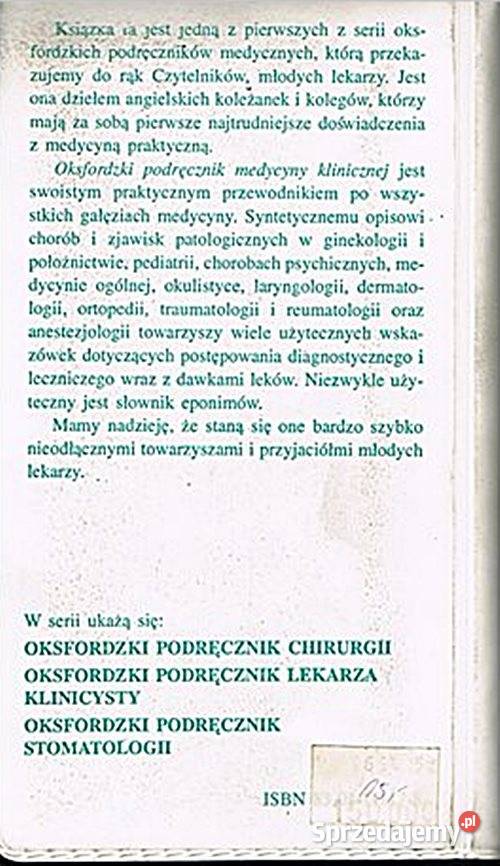 OKSFORDZKI PODRĘCZNIK Medycyny klinicznej Rok wydania 1993