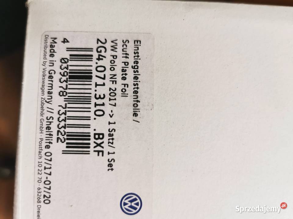 Oryginalne naklejki progowe i na zderzak tył VW Rok produkcji 2023 Luzino
