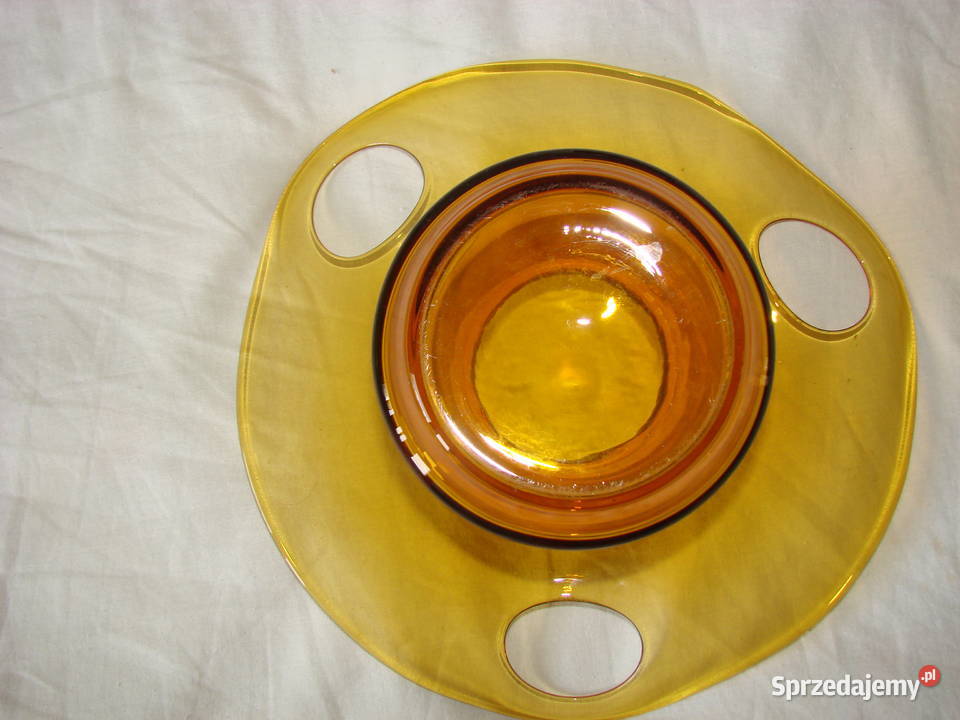 szklany miodowy bursztynowy wazon