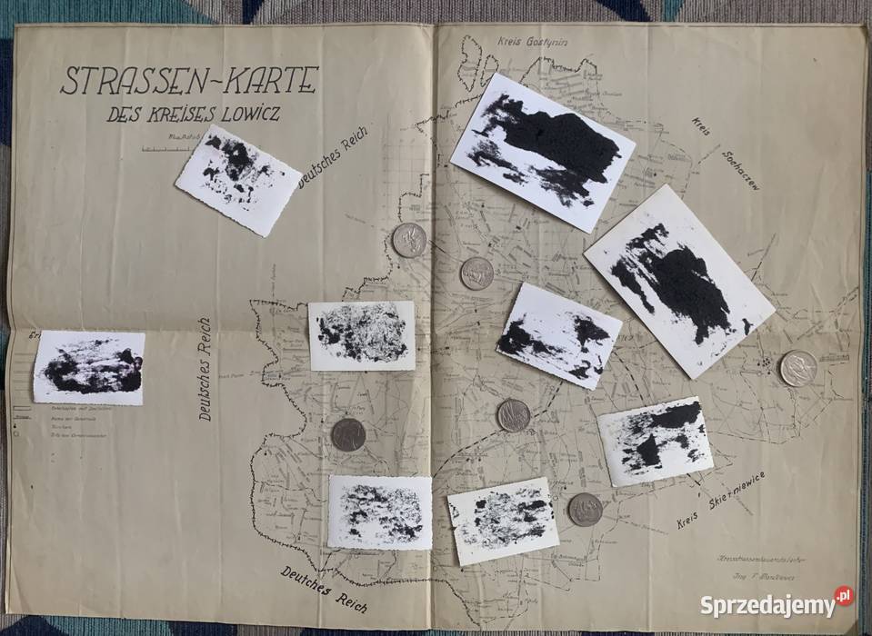 Łowicz Kiernozia Bielawy MAPA drogowa powiatu Antyki