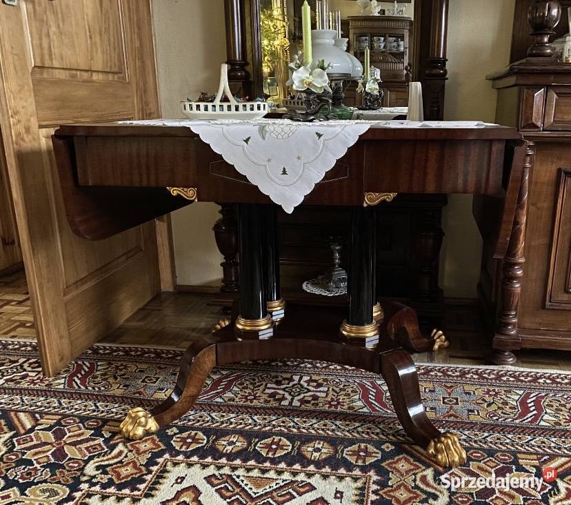 Stół klapiak biedermeier renowacji Nowy Tomyśl