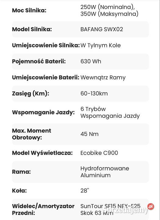 Ecobike x cross nowy 175Ah 630Wh sprzedam