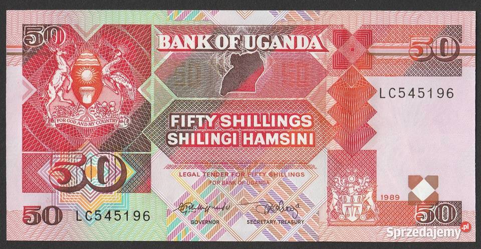 Uganda 50 shilling 1989 stan bankowy UNC Łódź
