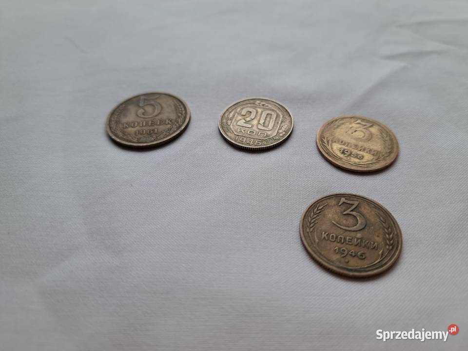 Kopiejki 4 sztuki monet CCCP ZSRR radzieckie do Numizmatyka Brzesko